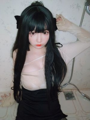 [Cosplay Photo] Dwuwymiarowe piękno Furukawa kagura-łazienka mokre ciało czarny jedwab